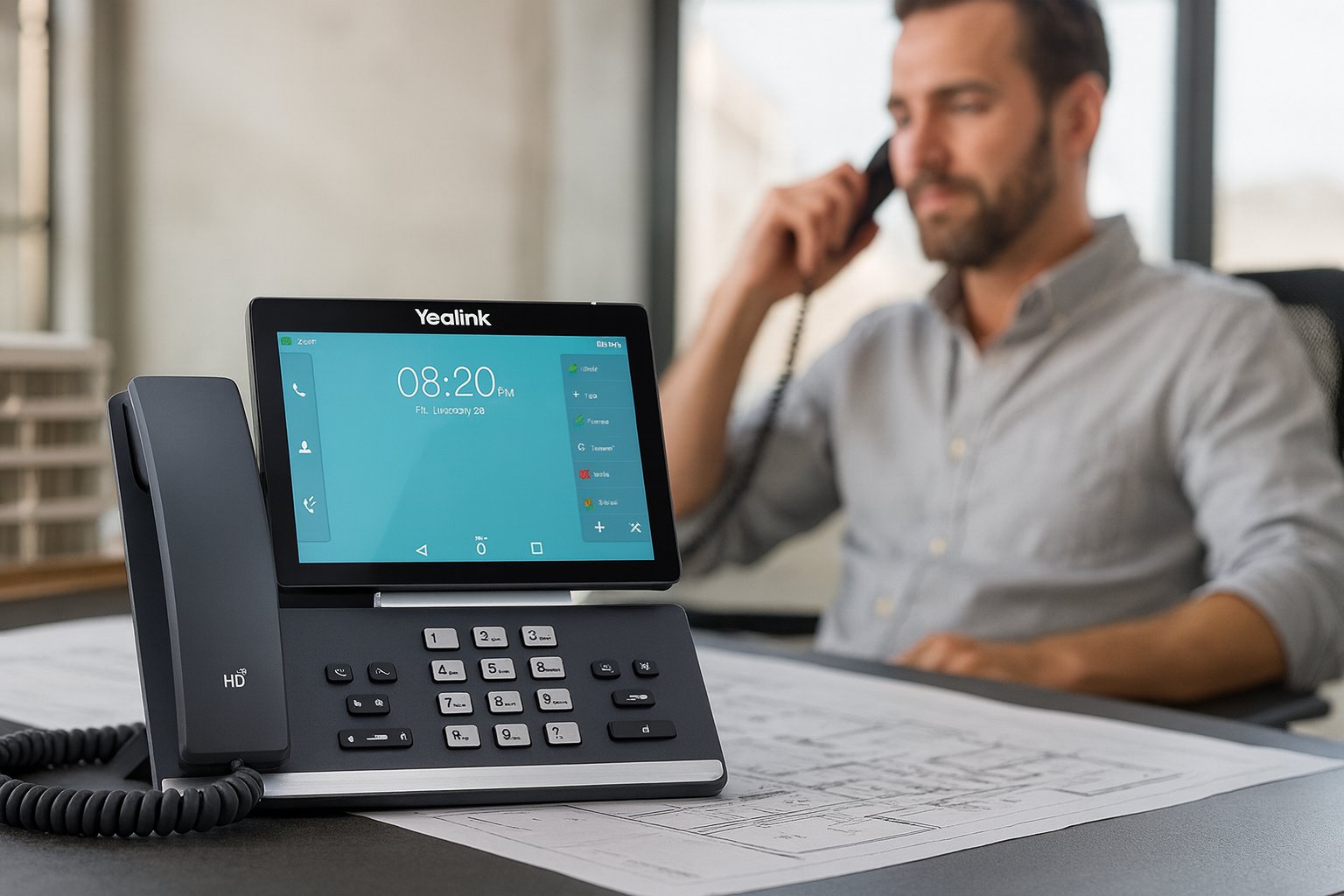 Yealink T58A Smart Desk Phone (7-Inch Touchscreen, Video-Ready, No PS)